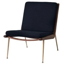 &Tradition Boomerang HM1 Lounge Chair, Loop Marine - Oiled Walnut