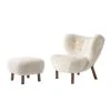 &Tradition Little Petra Lounge Chair And Pouf, Moonlight Sheepskin - Walnut 2 &Tradition Little Petra Lounge Chair And Pouf, Moonlight Sheepskin - Walnut -Vitra Shop 300AndTradition AK
