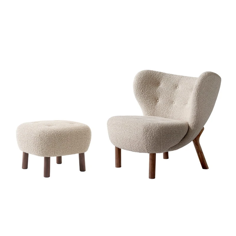 &Tradition Little Petra Lounge Chair And Pouf, Karakorum 003 - Walnut 3 &Tradition Little Petra Lounge Chair And Pouf, Karakorum 003 - Walnut