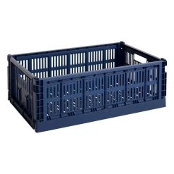 Hay Colour Crate, L, Recycled Plastic, Dark Blue