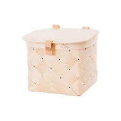 Verso Design Lastu Birch Basket With Lid, S