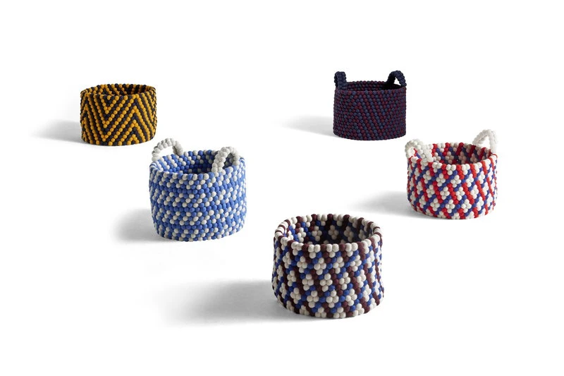 Hay Bead Basket With Handles, 40 Cm, Blue Dash 4 Hay Bead Basket With Handles, 40 Cm, Blue Dash - Image 2