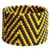Hay Bead Basket, 40 Cm, Yellow Chevron
