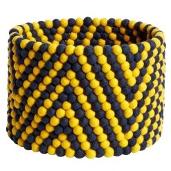 Hay Bead Basket, 40 Cm, Yellow Chevron