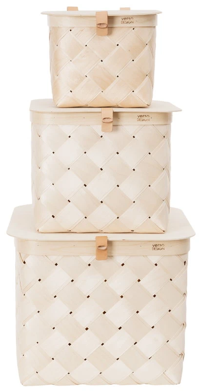 Verso Design Lastu Birch Basket With Lid, S - Image 2