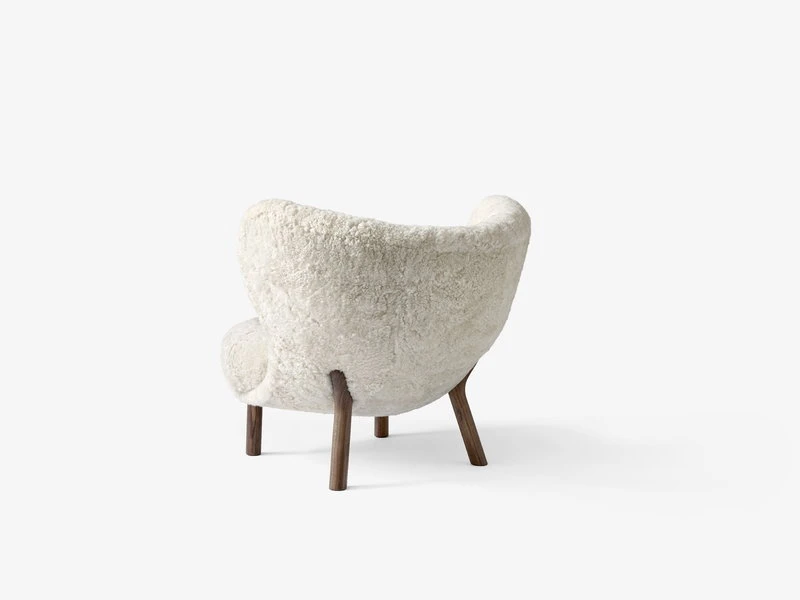 &Tradition Little Petra Lounge Chair And Pouf, Moonlight Sheepskin - Walnut - Image 6